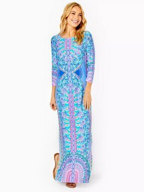 Lilly Pulitzer Morgann Maxi Dress Color Seaside Shindig Size XXL